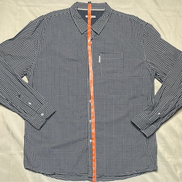 Marc Ekco Navy and White Gingham Button Down Shirt - Picture 7 of 11
